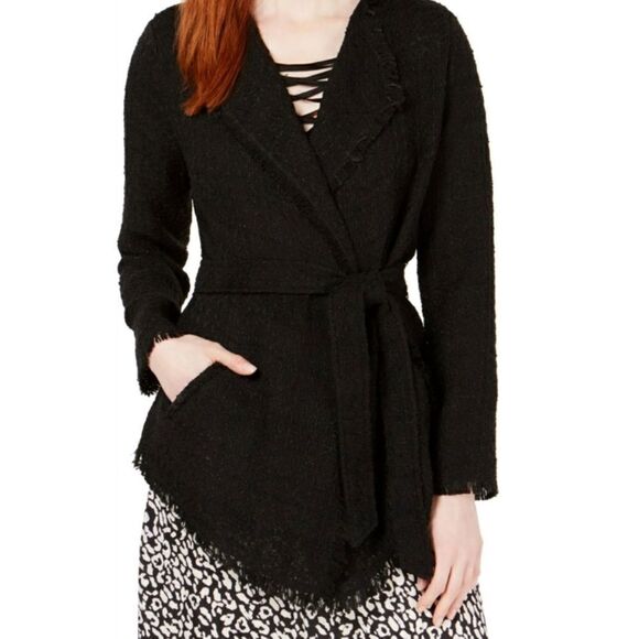 Stella Ginger Lace Boucle Wrap Jacket Black - Picture 1 of 6